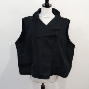 Sun Kim Black Raphael Nylon Parachute Lagenlook Edgy Artsy Vest, Size 3X